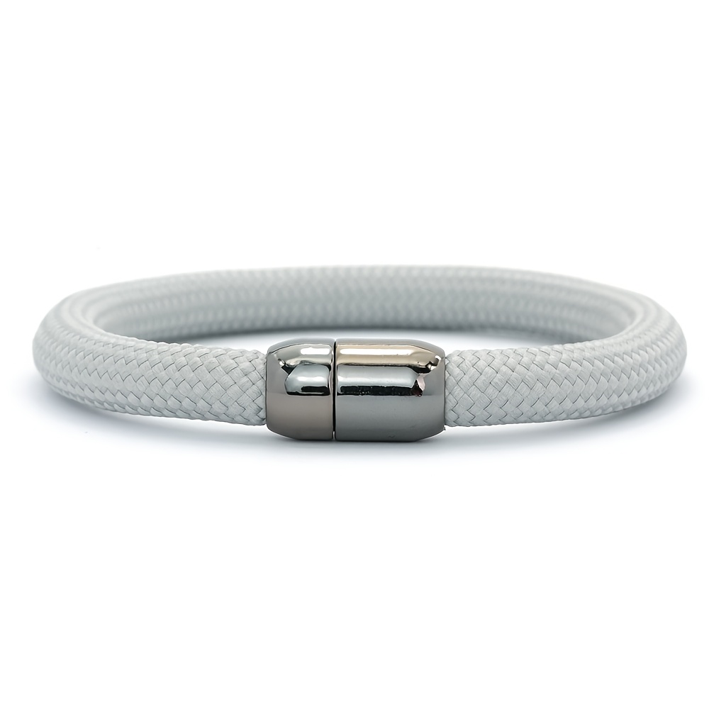 Men's 8mm Wide Rope Bracelet with Black Magnetic Clasp